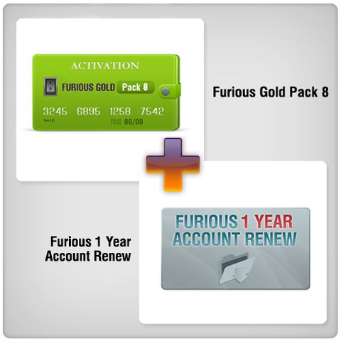 Продовження доступу в зону підтримки Furious на 1 рік + Furious Gold Pack 8