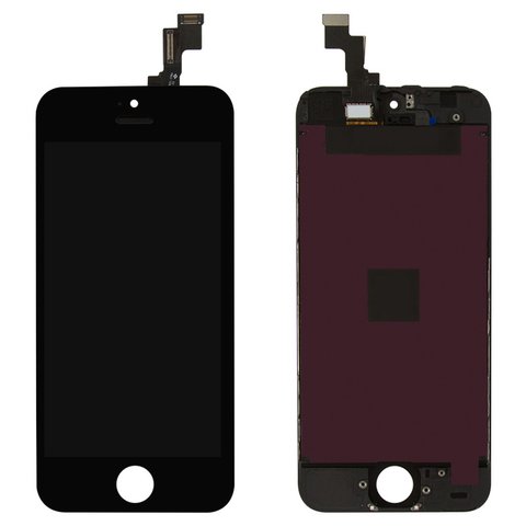 Дисплей для iPhone 5S, iPhone SE, чорний, з рамкою, Оригінал переклеєне скло 