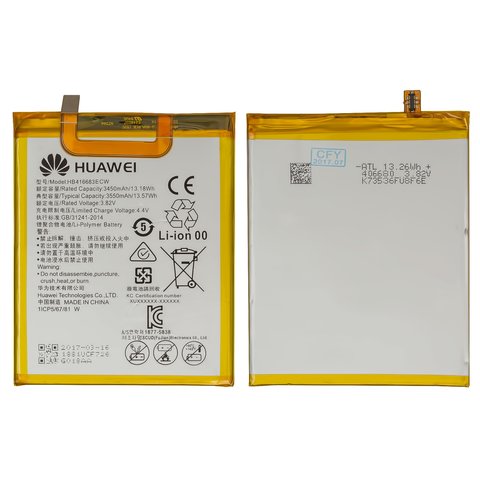 Акумулятор HB416683ECW для Huawei Nexus 6P, Li Polymer, 3,82 B, 3450 мАг, Original PRC 