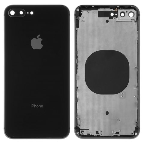 Корпус для iPhone 8 Plus, чорний, з тримачем SIM карти, з боковими кнопками