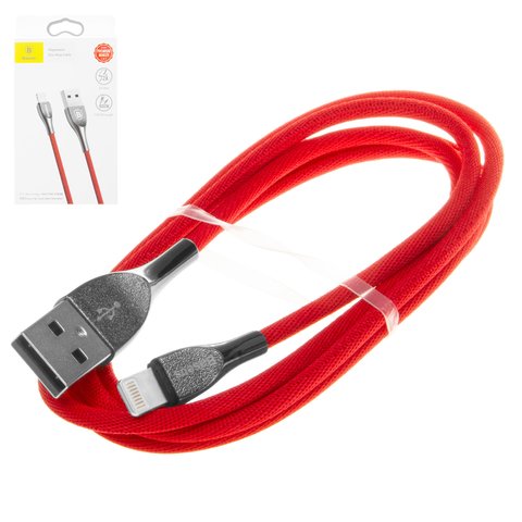 USB кабель Baseus Zinc Alloy, USB тип A, Lightning, 100 см, 2 A, красный, #CALMW 09