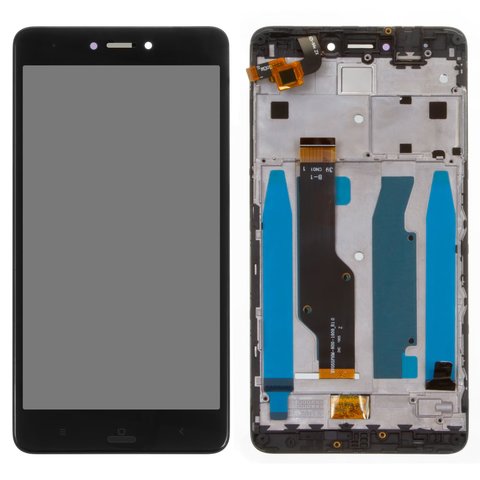 Дисплей для Xiaomi Redmi Note 4X, чорний, з рамкою, Оригінал переклеєне скло , переклеєний сенсорний екран, Snapdragon, BV055FHM N00 1909_R1.0