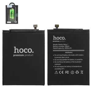 Акумулятор Hoco BN4A для Xiaomi Redmi Note 7, Redmi Note 7 Pro, Li Polymer, 3,85 B, 4000 мАг, M1901F7G, M1901F7H, M1901F7I