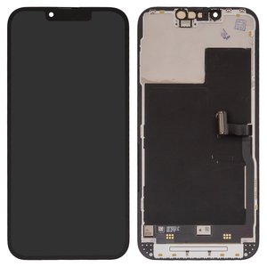 Дисплей для iPhone 13 Pro, черный, с рамкой, Оригинал переклеено стекло 