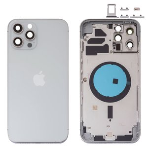 Корпус для iPhone 12 Pro Max, сріблястий, з тримачем SIM карти, з боковими кнопками, silver
