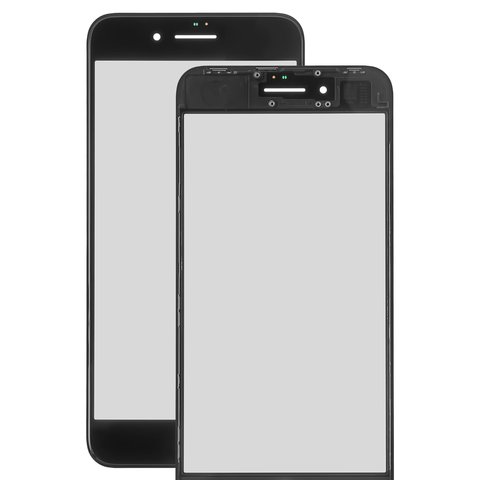 Housing Glass compatible with iPhone 8 Plus, with OCA film, with frames, black 