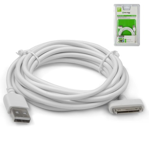 Cable USB Bilitong puede usarse con Apple, USB tipo A, 30 pin para Apple, 300 cm, blanco