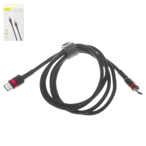 Cable USB Baseus Cafule, 2xUSB tipo C, 100 cm, 60 W, 3 A, rojo, negro, #CATKLF G91