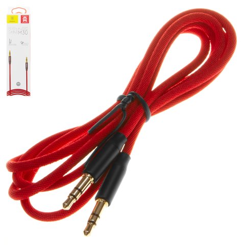 AUX Cable Baseus M30, TRS 3.5 mm, 100 cm, red, nylon braided  #CAM30 B91
