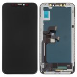 LCD compatible with iPhone X, (black, with frame, AAA, (TFT), JK)