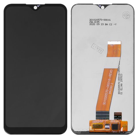 LCD compatible with Samsung A015 Galaxy A01, A015F Galaxy A01, black, Best copy, without frame, Copy, with narrow connector 