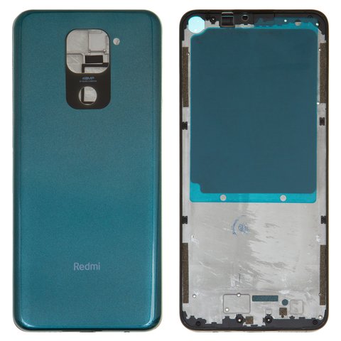 Housing compatible with Xiaomi Redmi Note 9, green, with side buttons, forest green 