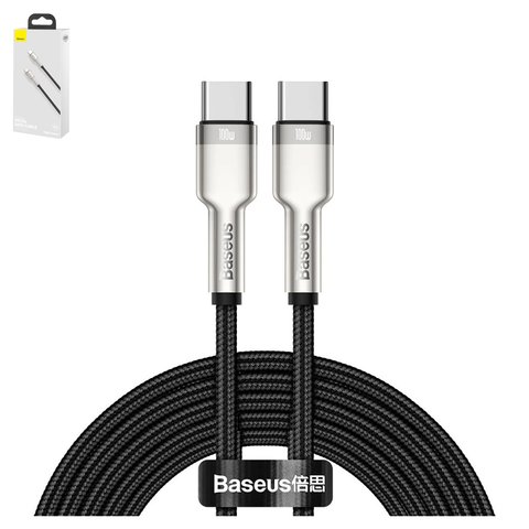 USB Cable Baseus Cafule Series Metal, 2xUSB type C, 100 cm, 100 W, black  #CATJK C01