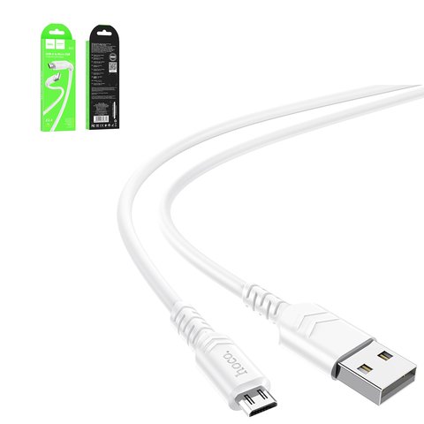 Cable USB Hoco X62, USB tipo A, micro USB tipo B, 100 cm, 2.4 A, blanco, #6931474748713