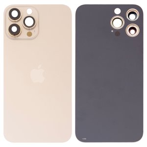 Housing Back Cover compatible with iPhone 13 Pro Max, golden, with camera lens, Gold, small hole 