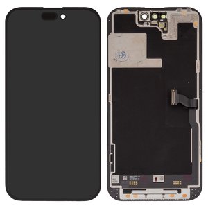 Pantalla LCD puede usarse con iPhone 14 Pro, negro, con marco, vidrio reemplazado