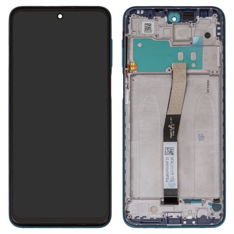 Pantalla LCD puede usarse con Xiaomi Redmi Note 9 Pro, Redmi Note 9S, azul, con borde ancho, con marco, Copy, In Cell