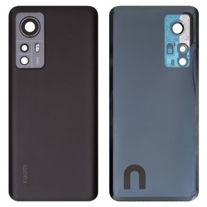 Panel trasero de carcasa puede usarse con Xiaomi 12, negra, con vidrio de cámara, Original PRC 