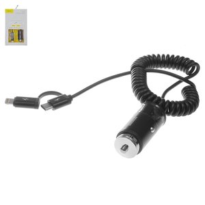 Автомобільний зарядний пристрій Baseus F629 1, 12 В, USB вихід 5В 2,4А , чорне, #CCALL EL01