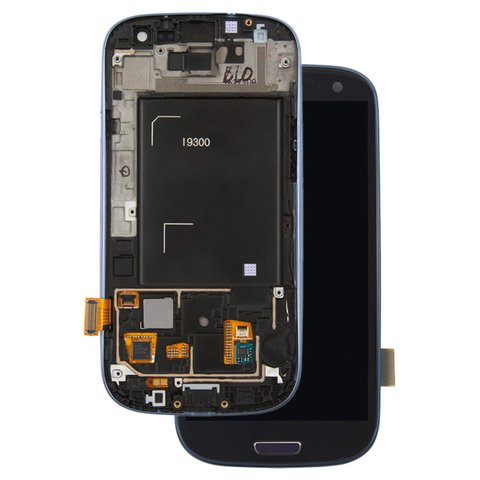 LCD compatible with Samsung I9300 Galaxy S3, dark blue, with frame, original change glass 