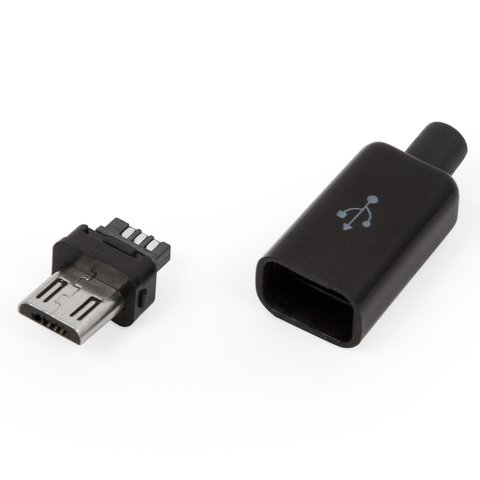 Micro USB Connector, 5 pin, sectional , "male", black 