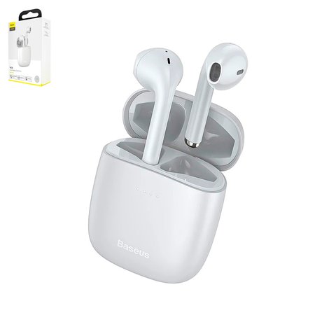 Headphone Baseus W04, wireless, vacuum, white, with charging case  #NGW04 02