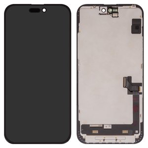 LCD compatible with iPhone 15 Plus, black, with frame, change glass 