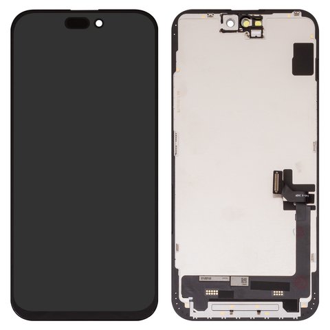 LCD compatible with iPhone 15 Plus, black, with frame, AAA, TFT , JK 