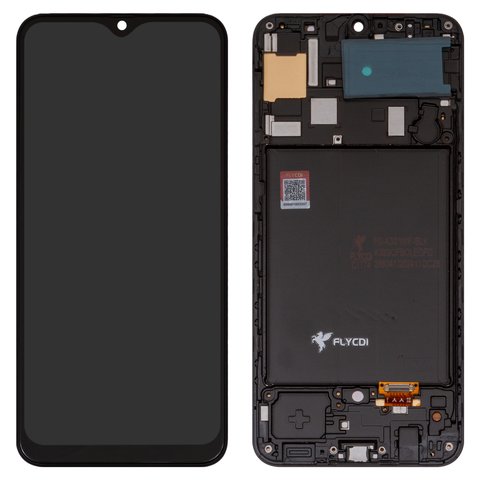 LCD compatible with Samsung A305 Galaxy A30, A305F DS Galaxy A30, black, with frame, FLYCDI, with wide edge, OLED