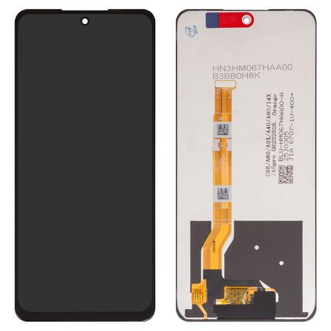 LCD compatible with Realme C65 4G, C65 5G, black, without frame, High Copy, RMX3910 