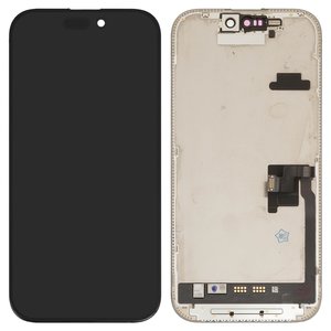LCD compatible with iPhone 16 Pro, black, with frame, change glass 