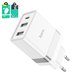 Adaptador de red Hoco N21 Pro, 30 W, Quick Charge, blanco, 3 puertos, #6931474778789
