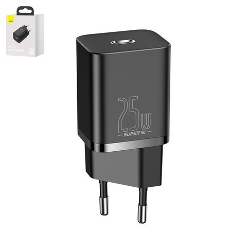 Adaptador de red Baseus Super Si, 25 W, Quick Charge, negro, sin cable, 1 puerto, #CCSP020101