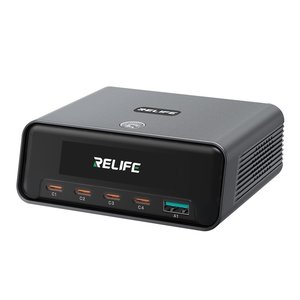Adaptador de red RELIFE Q8, 165 W, Quick Charge, Power Delivery PD , gris, 5 puertos