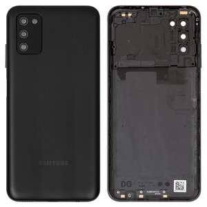 Задняя панель корпуса для Samsung A037F Galaxy A03s, черная, со стеклом камеры