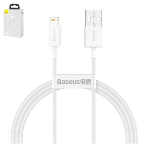 USB кабель Baseus Superior, USB тип A, Lightning, 100 см, 2,4 А, білий, силіконовий, #CALYS A02