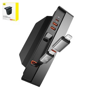 Автомобільний зарядний пристрій Baseus T Space HUB for Tesla, чорне, сіре, Quick Charge, з кабелем, 45 Вт, 3 порта, 12 24 B, #B00051300111 00