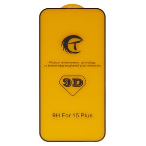 Захисне скло для Apple iPhone 15 Plus, сумісне з чохлом, Full Glue, без упаковки , чорний