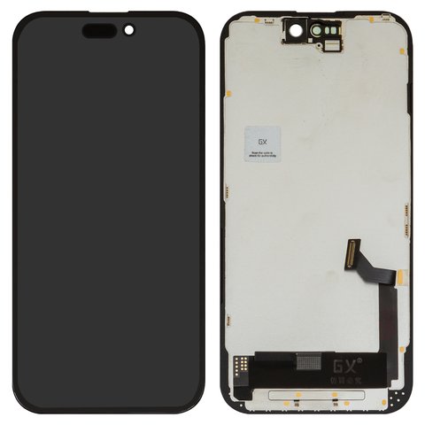 Дисплей для iPhone 15, черный, с рамкой, HC, OLED , GX OEM hard