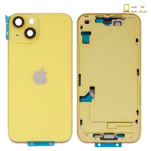 Корпус для iPhone 14, желтый, с держателем SIM карты, с боковыми кнопками, Original PRC , EU version