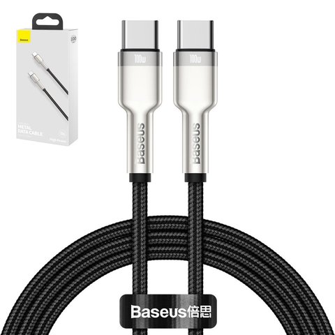 USB кабель Baseus Cafule Series Metal, 2xUSB тип C, 200 см, 100 Вт, чорний, в нейлоновому обплетенні, #CATJK D01