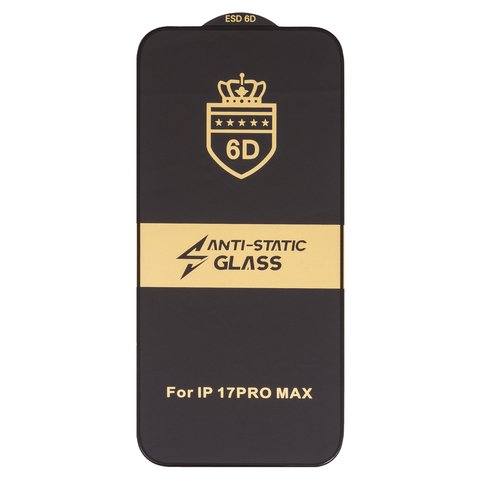 Защитное стекло ESD 6D для Apple iPhone 17 Pro Max, совместимо с чехлом, Full Glue, Anti Static, без упаковки , черный