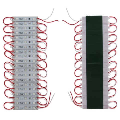 Juego de 20 módulos LED SMD 5050 3 diodos LED por módulo, color rojo, 1200 lm, 12 V, IP65 